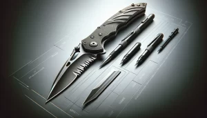 A high-quality partially-serrated folding knife showcasing a blend of serrated and smooth edges, designed for versatility and efficiency in cutting tasks