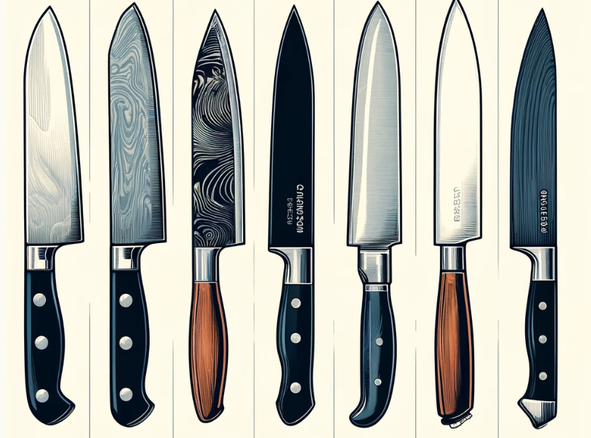 Kitchen Knives of different blade steel